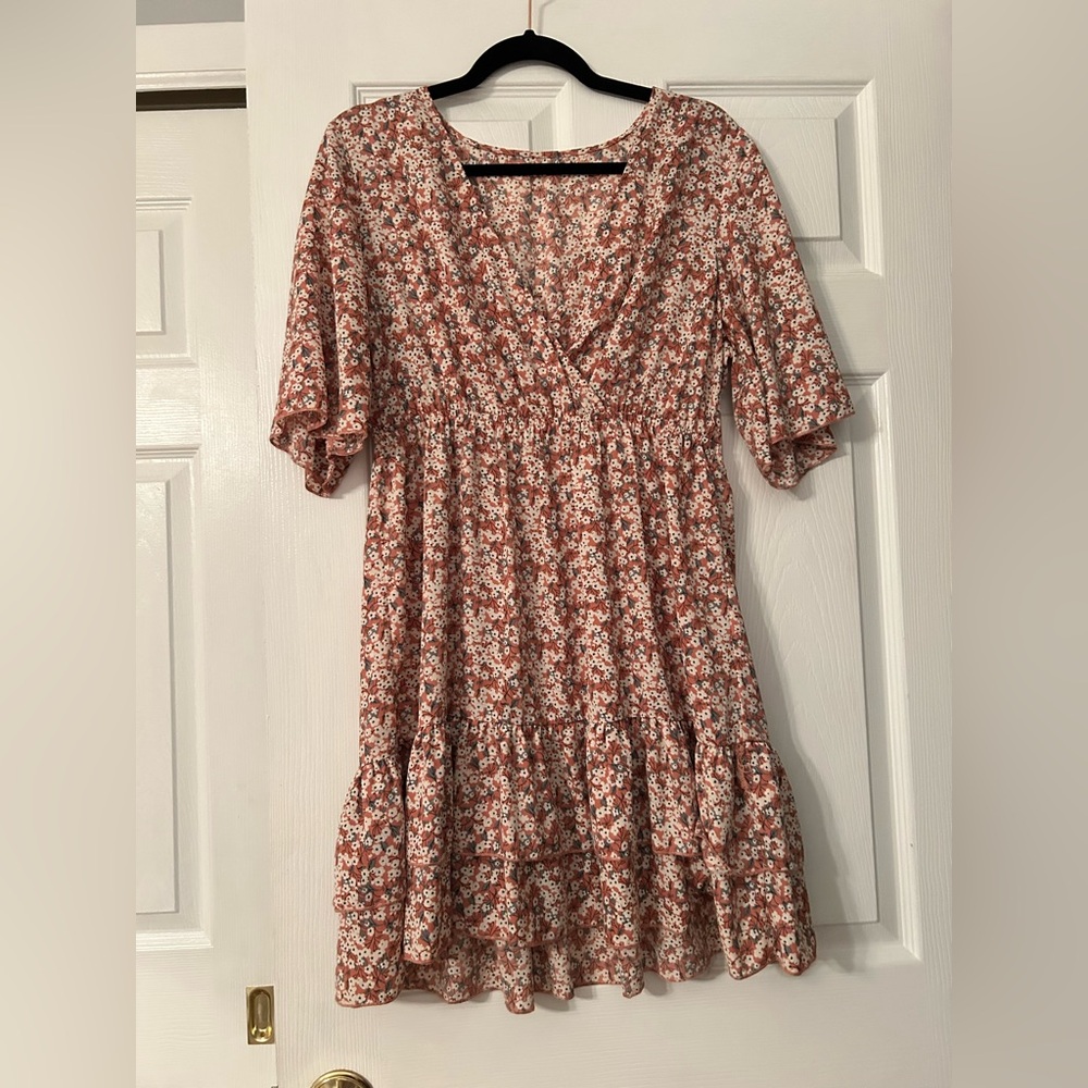 Short Sleeve Floral Mini Stretchy Dress